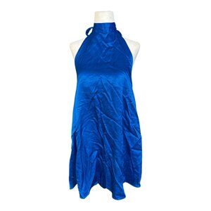 NWT Zara RARE Satin Halter Mini Dress Cobalt Blue